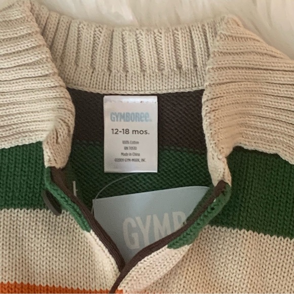 SCARCE NWT Gymboree Baby Boy 12-18 Sweater Cardigan Buttons Orange Green Brown - Picture 3 of 7